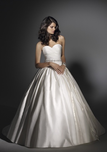 Ball Gown Sweetheart Chapel Train Satin Beading Ruffled Wedding Dress