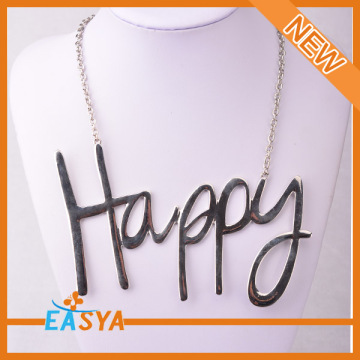 Cute Alphabet Necklace For Friends happy engraved