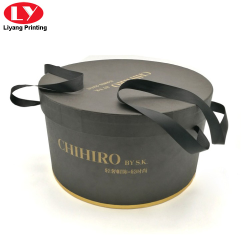 Large Rigid Round Box With Ribbon Handle