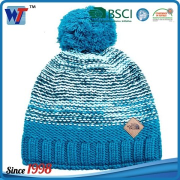 Custom Cheap knit hats, hand knitted hats with pom pom