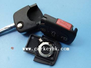 VW 3+1 button flip remote key shell with 1616 battery(round)VW remote for VW key case for VW key