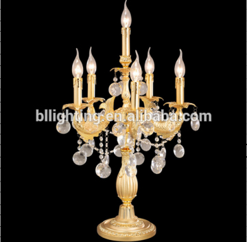 Gold finish crystal chandelier bedside table lamp