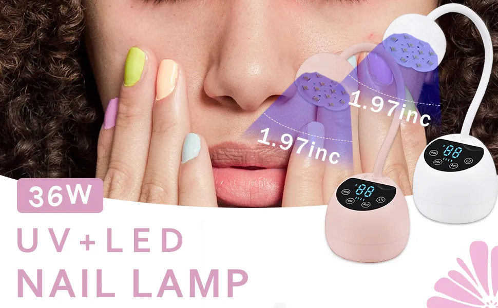 Wireless Lotus Nail Gel Polish UV LED Lamp, Portable Nail Dryer