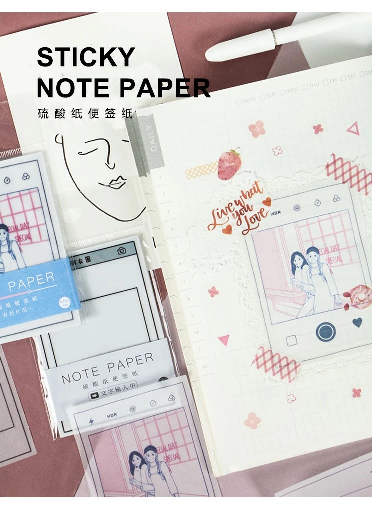 Vegetable Parchment Printed Memo Paper Notes Pad