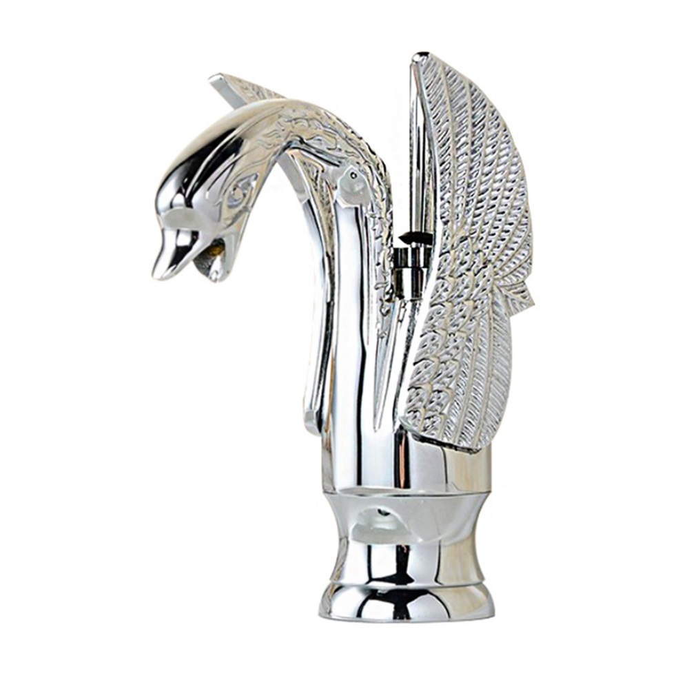 욕실 세면대 믹서 황동 골드 수도꼭지 로즈 골드 수도꼭지 백조 모양의 수도꼭지