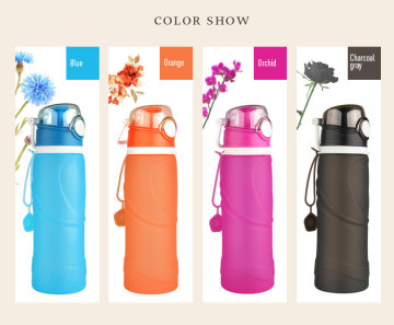 Travel hiking silicone drinking collapsible water bottles/foldable water bottles