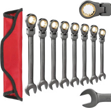 YUHANG 8-Piece SAE 5/16-3/4 Flex-Head Ratcheting Combination Wrench Set