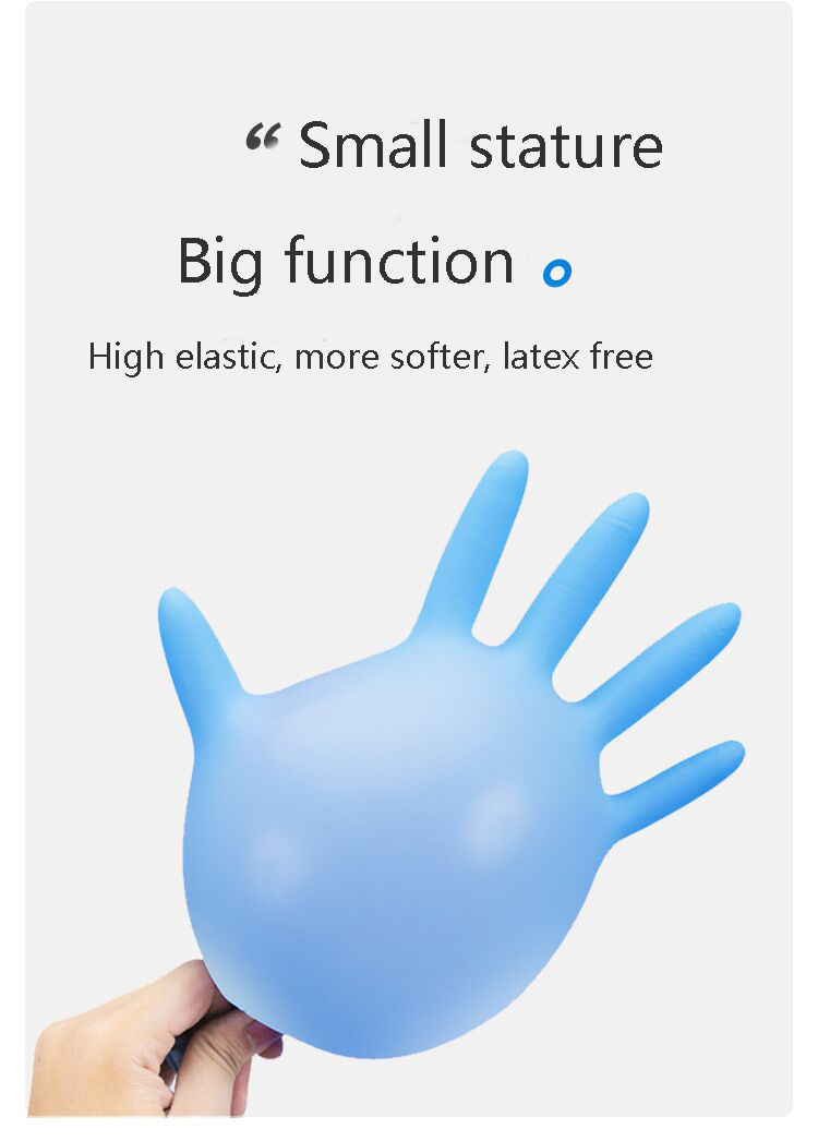 Blue Nitrile Gloves Powder Free Wear-resisting Oil Resistant Waterproof Food Production Works Gloves