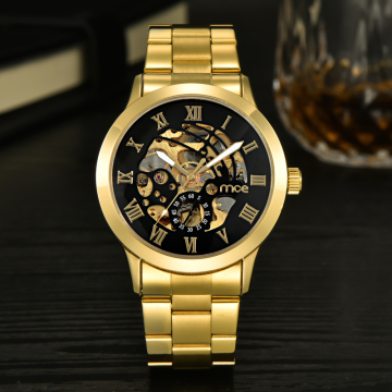 custom transparent automatic skeleton men watch