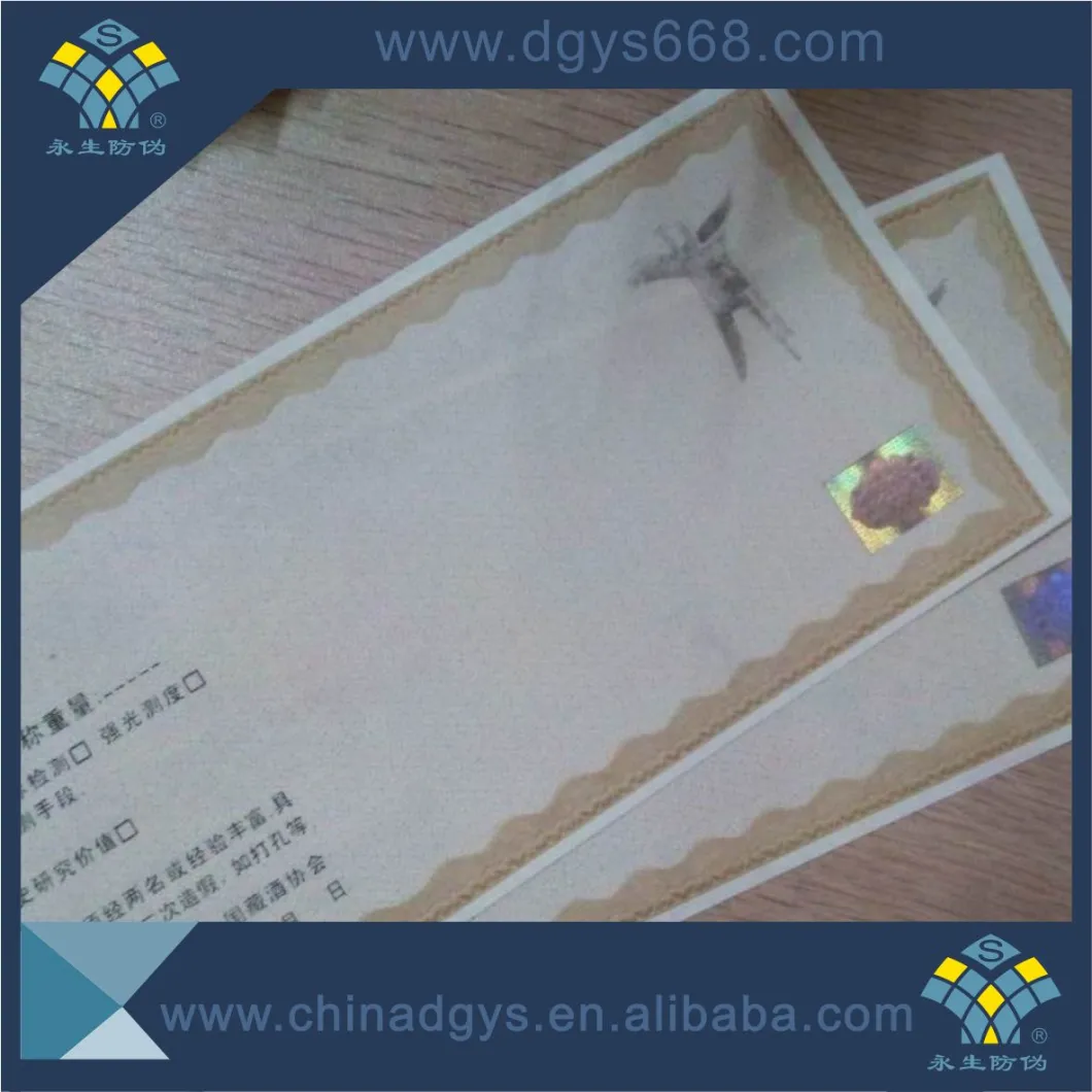 Custom Design UV Effect Embossing Foil Paper Coupon Ticket with Hologram