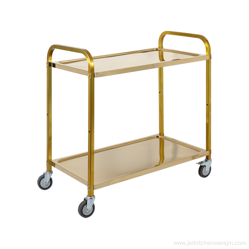 Two-tiers Wine Service Trolley With Golden Color