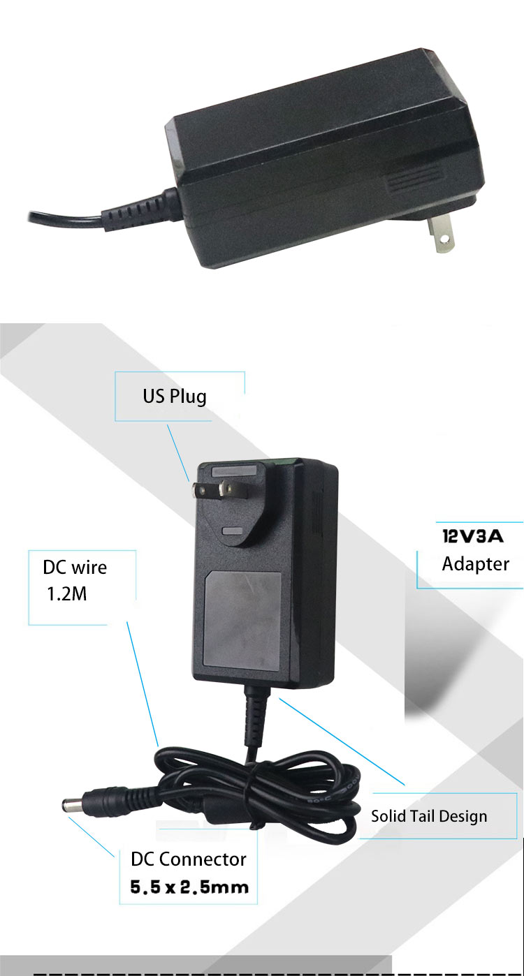 Wall Mount 12v 3a Ac Adapter 