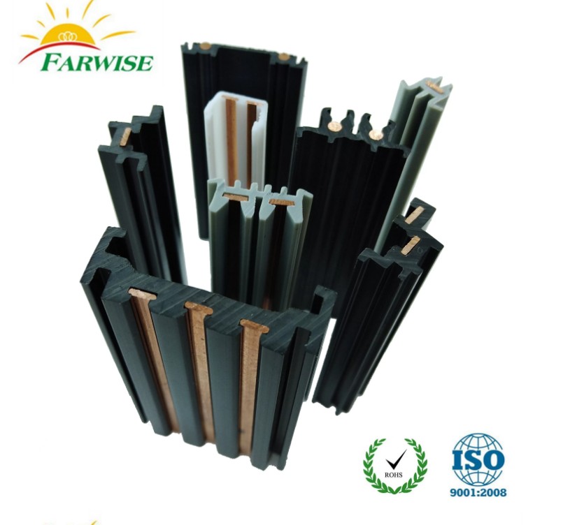 China factory custom plastic extrusion conductors copper line plastic care. for the track light rails