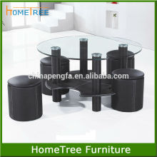 stainless steel round coffee table with stools