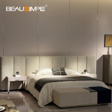 White Fabric-Upholstered King Size