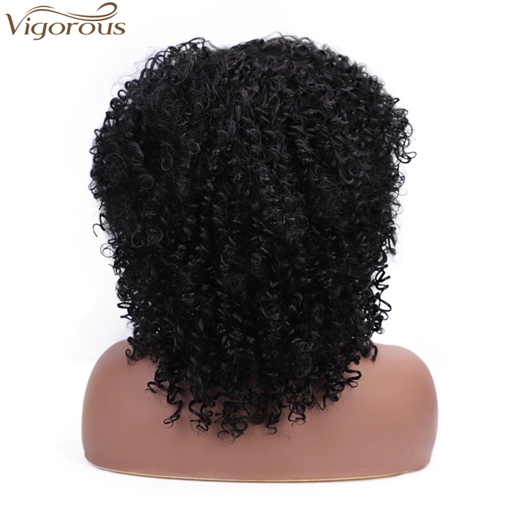 Vigorous High Temperature Short Kinky Curly Wigs for African American Women Black Synthetic Party Wigs Heat Resistant Wholesale