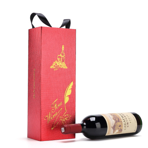 Single Wine Bottle Gift Box Packaging with Handle