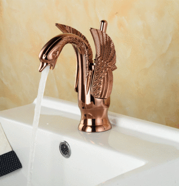 Bathroom wash basin mixer Brass gold faucet rose gold water tap swan shape faucet