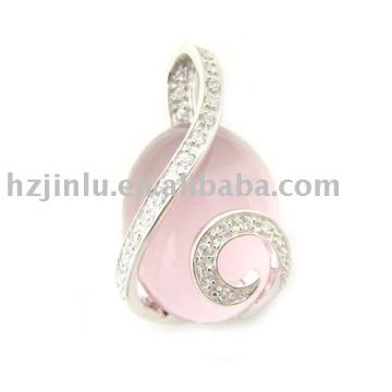 Pendant, 925 sterling silver pendant with zircon,crystal,jade,pearl- Drop ship !