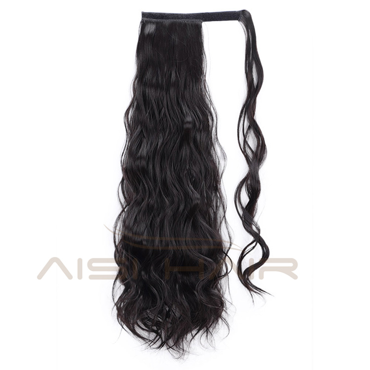 Aisi Hair Synthetic Body Wave Long Wavy Ponytail Hair Extensions Black Wrap Around Clip In Hairpieces for Black Women