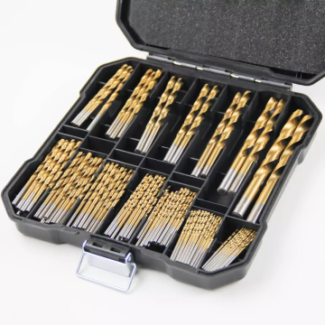 Vendre à chaud 99pcs Ti-Coated Twist Drill Bit Set 118 degrés HSS Drill Bits pour métal, bois et plastique