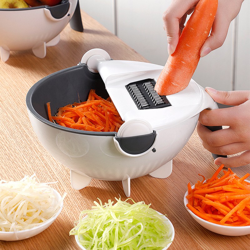 Kitchen Multi Functional Shredder Wet Fruits Drain Basket Blade Cutter Manual 9 in 1 Slicer Vegetable Grater