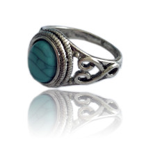 Bague en zircon synthétique synthétique-turquoise pour femme