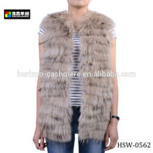 Fashion Woolen Sleeveless Lady Coat, Ladies Stylish Fur Coat
