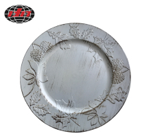 Pine Nuts Antique White Plastic Charger Plate