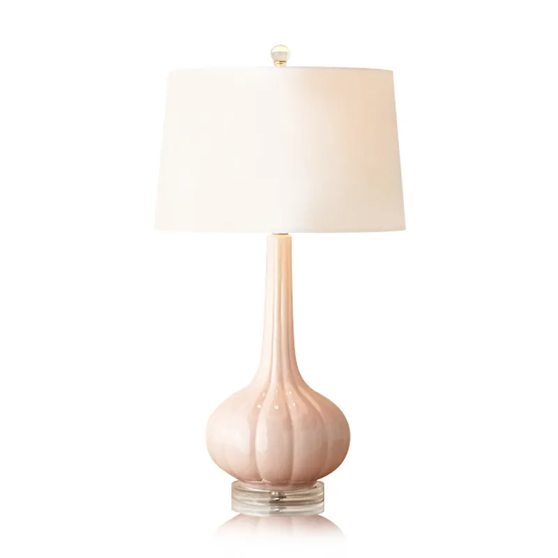 Chic Pink Striped Pumpkin Lamp for Modern Bedroom Aesthetics