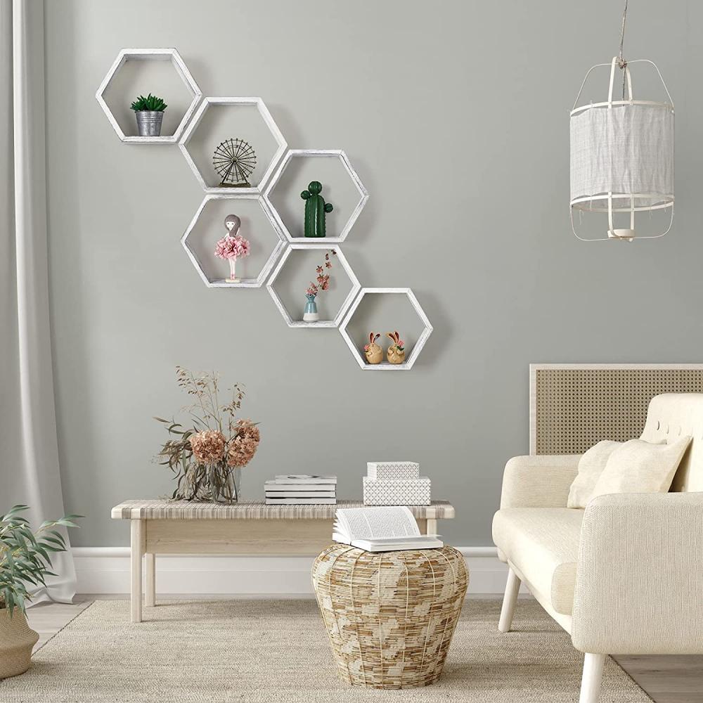 Estantes flotantes hexagonales Set montado en la pared