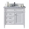 Muebles de baño clásico de lujo blanco 36 pulgadas, mueble de roble baño madera