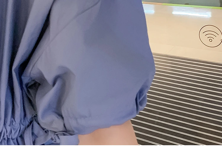 Summer Short-Sleeved Dress Loose Solid Color A-Line Skirt