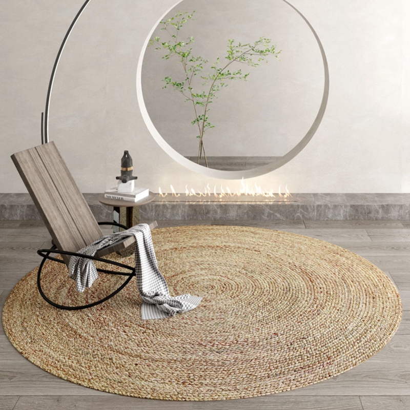 Round Natural Fiber Baided Area Rugs Carpets Floor Mats