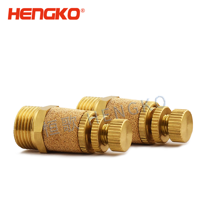 HENGKO sintered air pneumatic bronze stainless steel button bleeder muffler silencer 1/8'' NPT