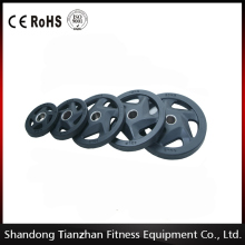 2016 Hot Sale/ Muscle Building Equipment /Commercial Gym / 5 Holes Black Rubber Coated Olympic Plate/Tz-3009