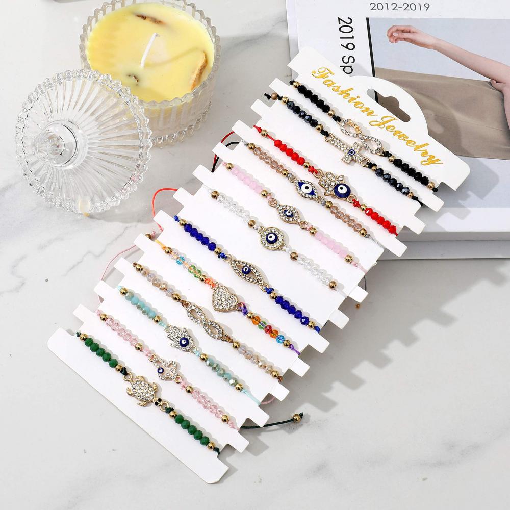 12 PCS Evil Eye Bracelets Mexican Hamsa Set Protection Mal de Ojo Gold Evil Anklets Jewellry Regalo para mujeres niñas