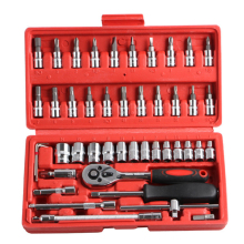 Hot Sale 46 Pcs 1/4 Dr Car Repair Tool Box: Spanner, Chrome Vanadium, and Ratchet Wrench Socket Set