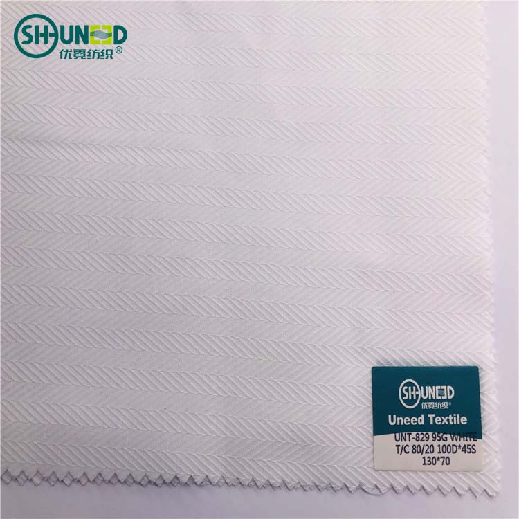 Jean Pocketing Fabric TC 80*20, 45*45 100D pocket fabric lining white fishbone poplin fabric for suit, pants