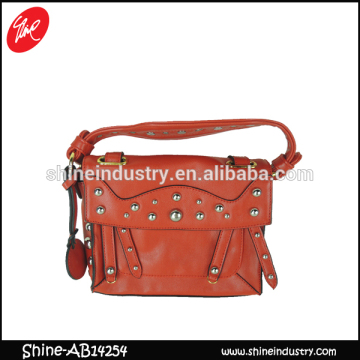 Ladies handbag/PU handbag/White rivet ornament handbag