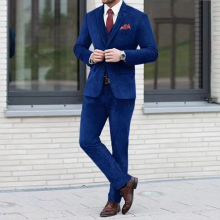 Tailor Made mens suits Blue Single Breasted Men's Corduroy Suits blazers for men