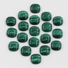 Natural Malachite Fat Square Flat Bottom Curved Surface