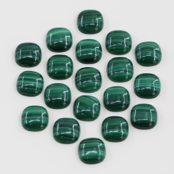 Natural Malachite Fat Square Flat Bottom Curved Surface