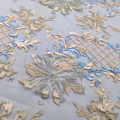 Orange Blue Flat Lace Embroidery Fabric