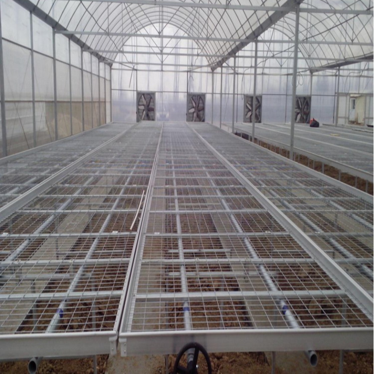 Aluminum frame with hot galvanized greenhouse rolling bench