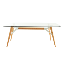 Modern rectangle wood and glass dining table