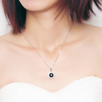 cheap Black agate necklace chain saudi silver jewelry