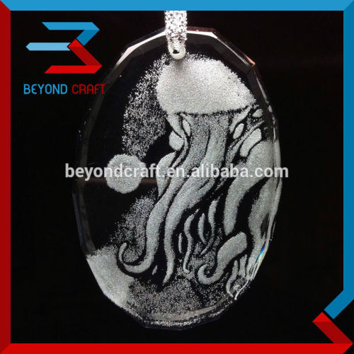 crystal pendant with Santa claus image for christmas decoration