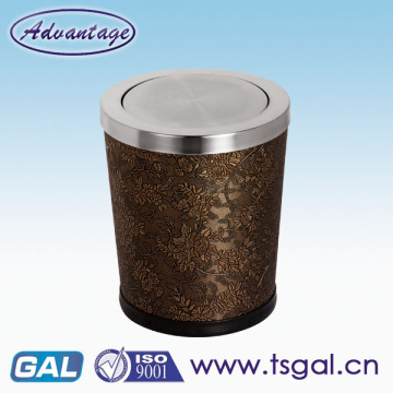 Black trash can with lid