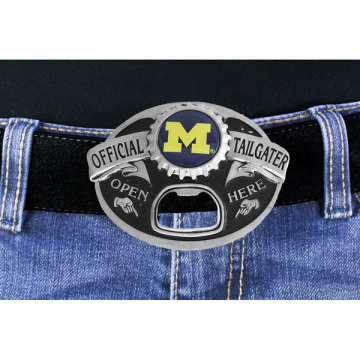 Lead & Nickel Free University Of Michigan Wolverines "Official Tailgater" Belt Buckle With Bottle Opener